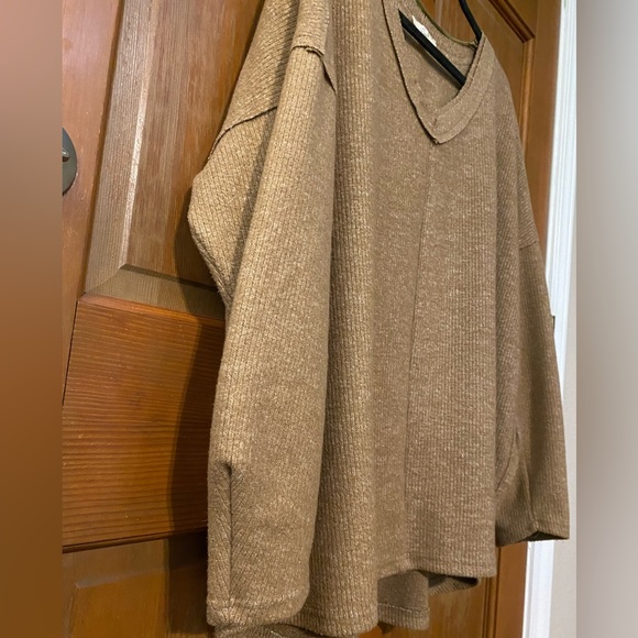Easel Oversized Sweater in Tan - Picture 7 of 10